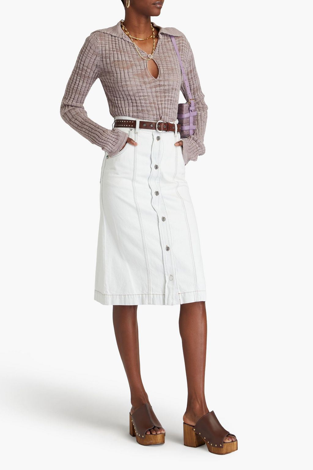 ETRO Denim midi skirt