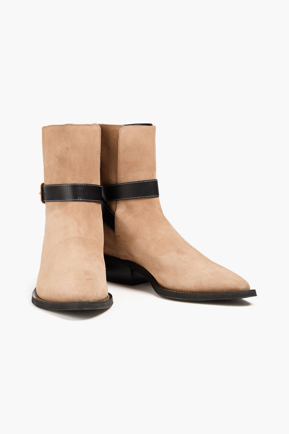 Tod's Buckled Suede Ankle Boots In Beige
