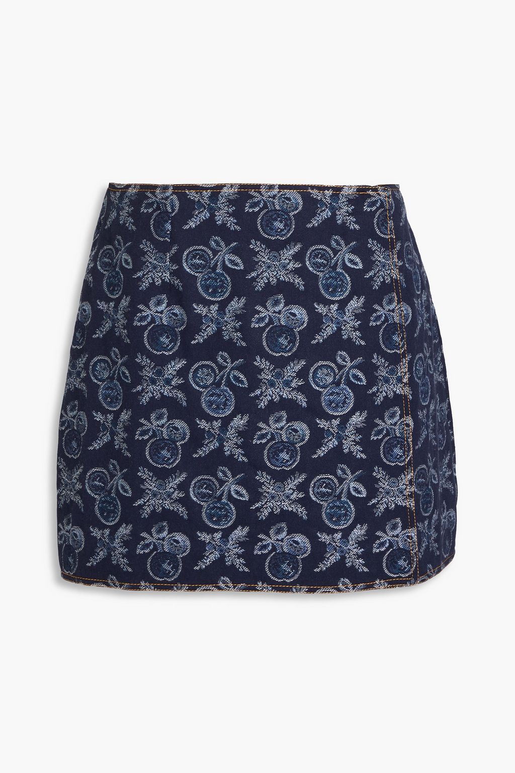 Cotton blend jacquard mini wrap skirt navy IT 38