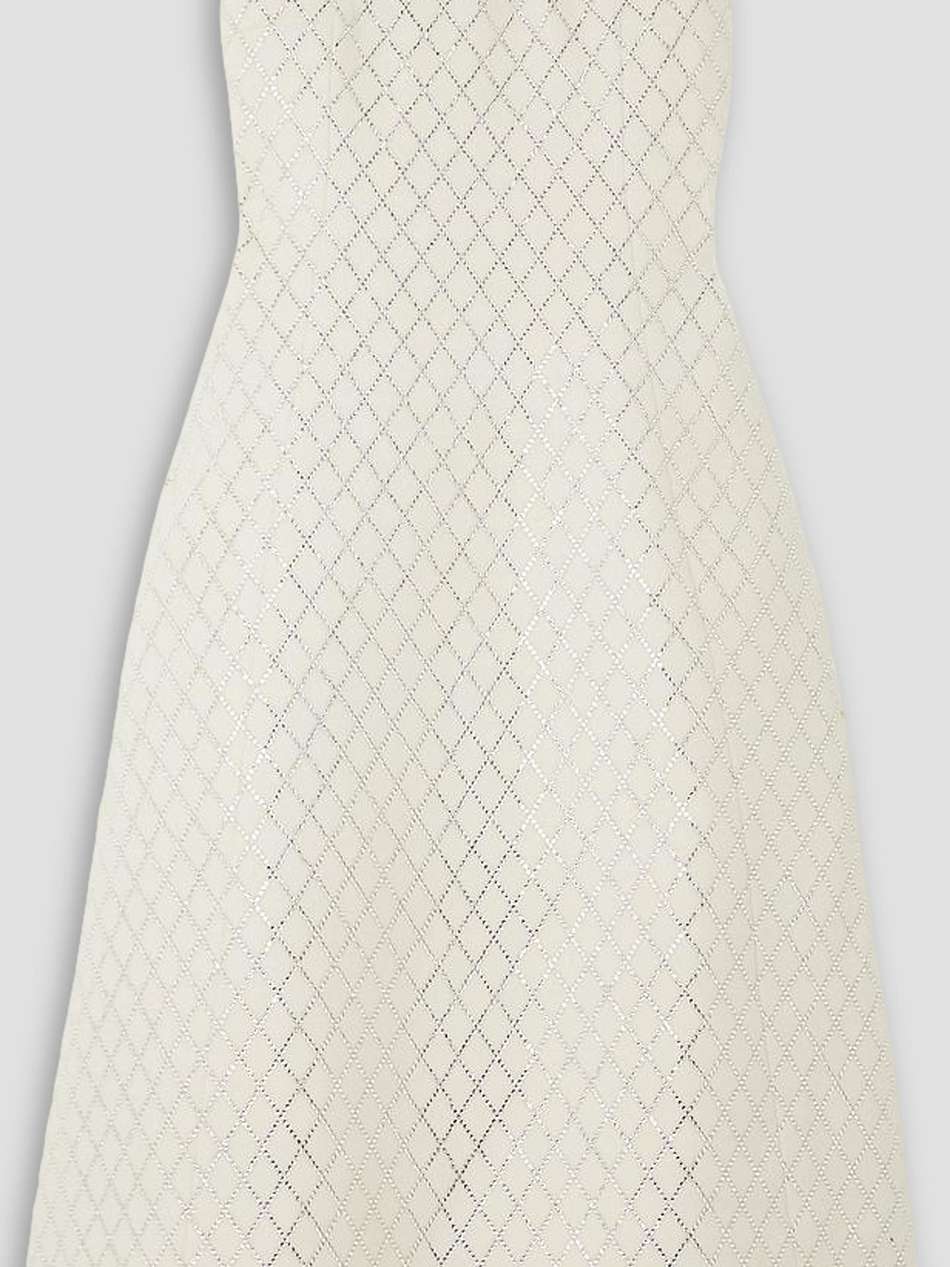 uma off-the-shoulder embellished melton wool-blend midi dress