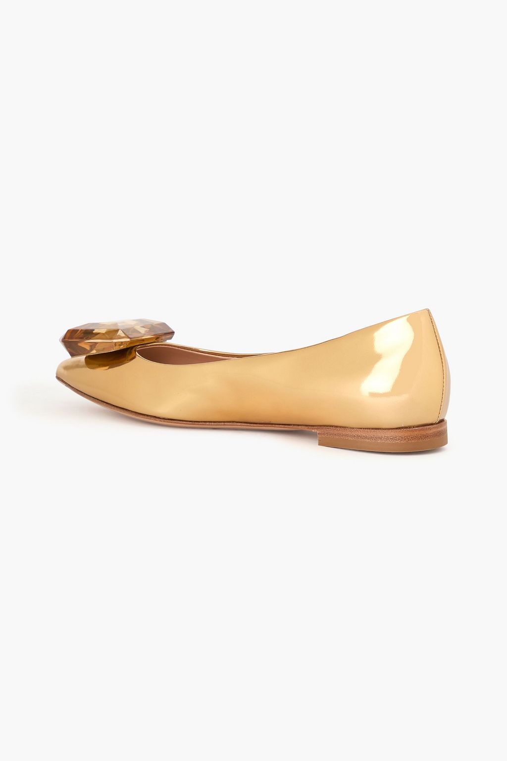 GIANVITO ROSSI Jaipur crystal-embellished mirrored-leather point-toe flats