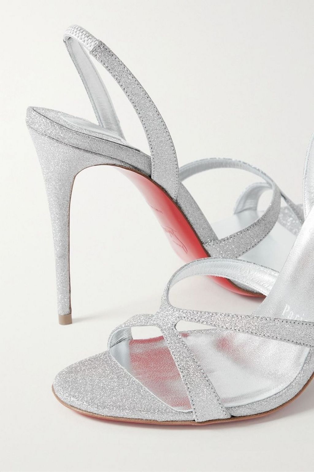 CHRISTIAN LOUBOUTIN Emilie 100 glittered leather slingback sandals