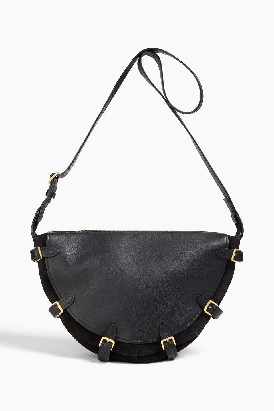 Altuzarra Play Large Buckled Pebbled-leather And Suede Shoulder Bag In Burgundy