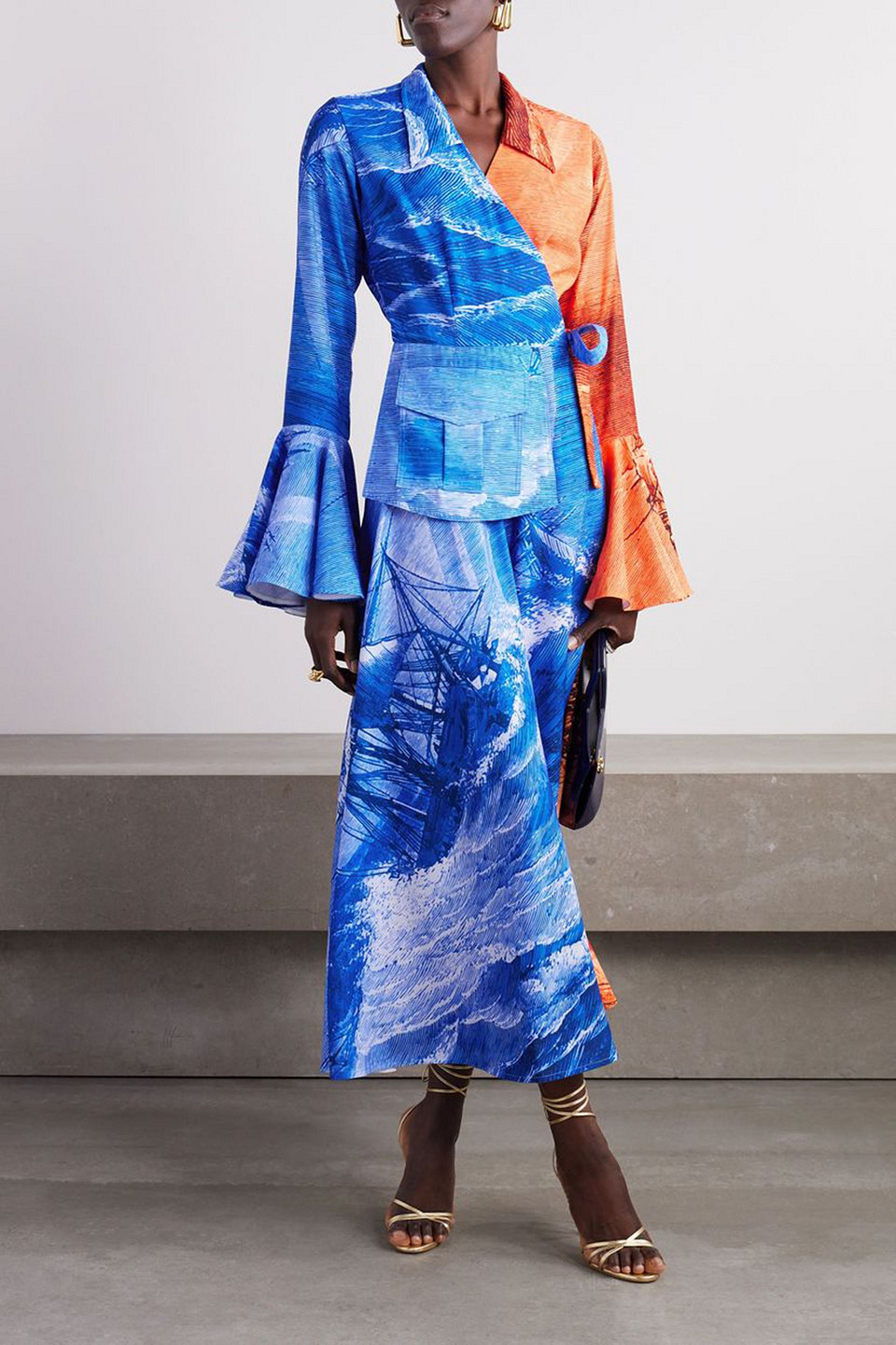 THEBE MAGUGU PRINTED POPLIN MIDI WRAP DRESS