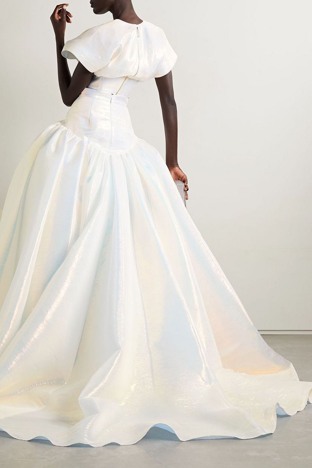 CHRISTOPHER JOHN ROGERS Pleated iridescent textured silk-organza maxi skirt