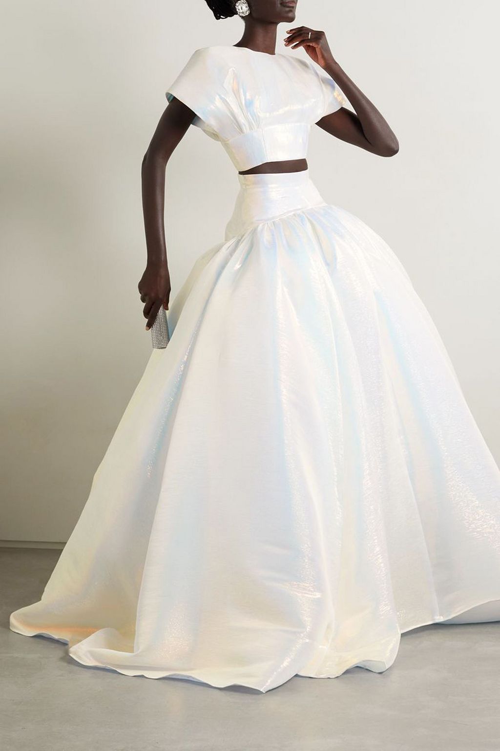 CHRISTOPHER JOHN ROGERS Pleated iridescent textured silk-organza maxi skirt