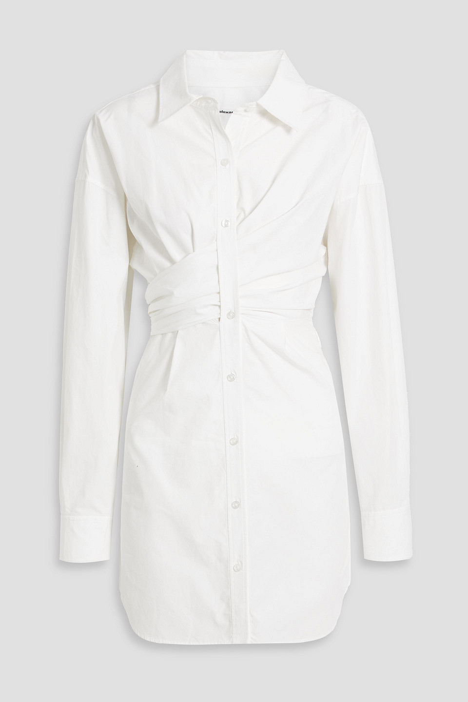 Alexander Wang T Wrap-effect Cotton-poplin Mini Shirt Dress In White