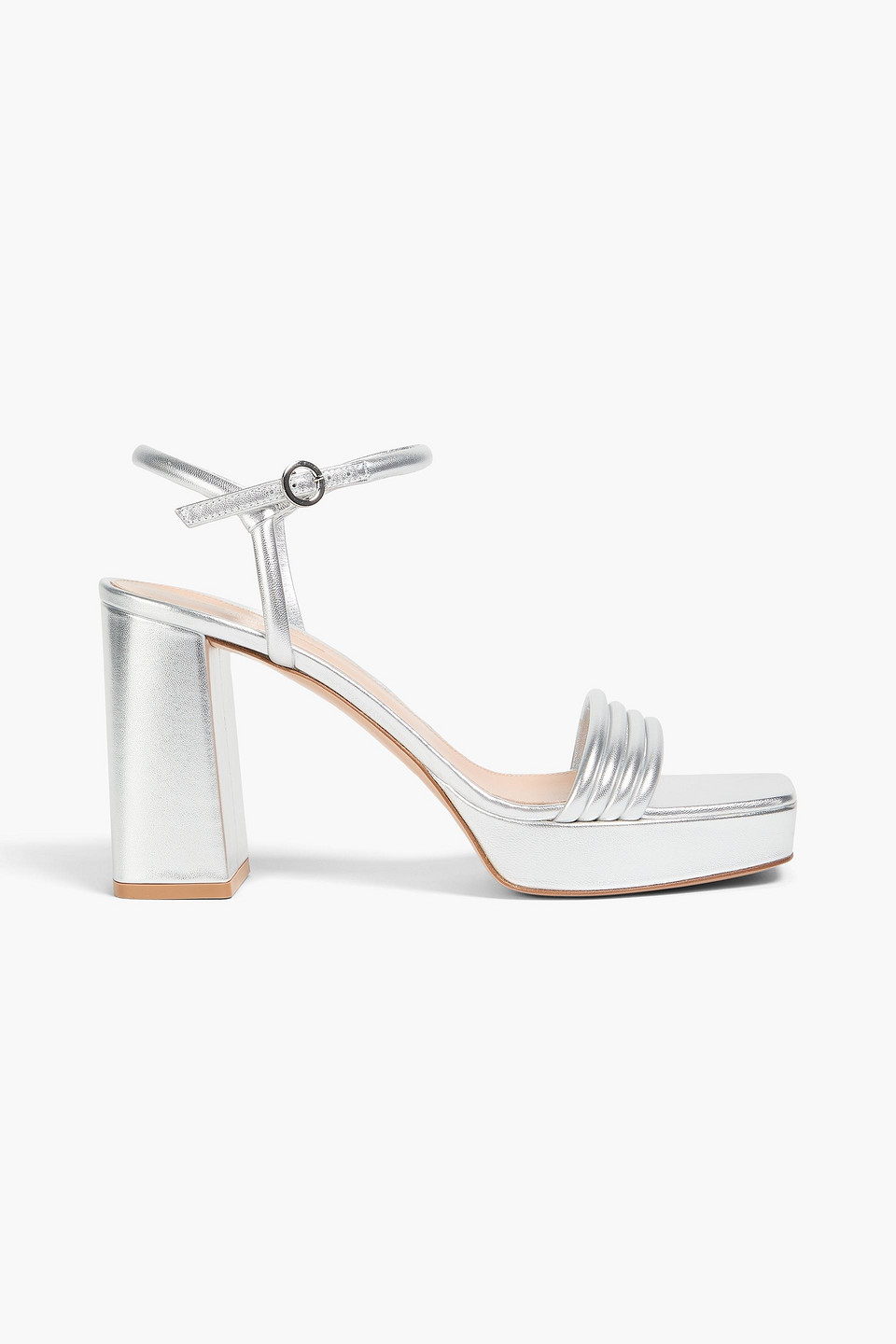 Gianvito Rossi Lena Metallic Leather Platform Sandals In Silver