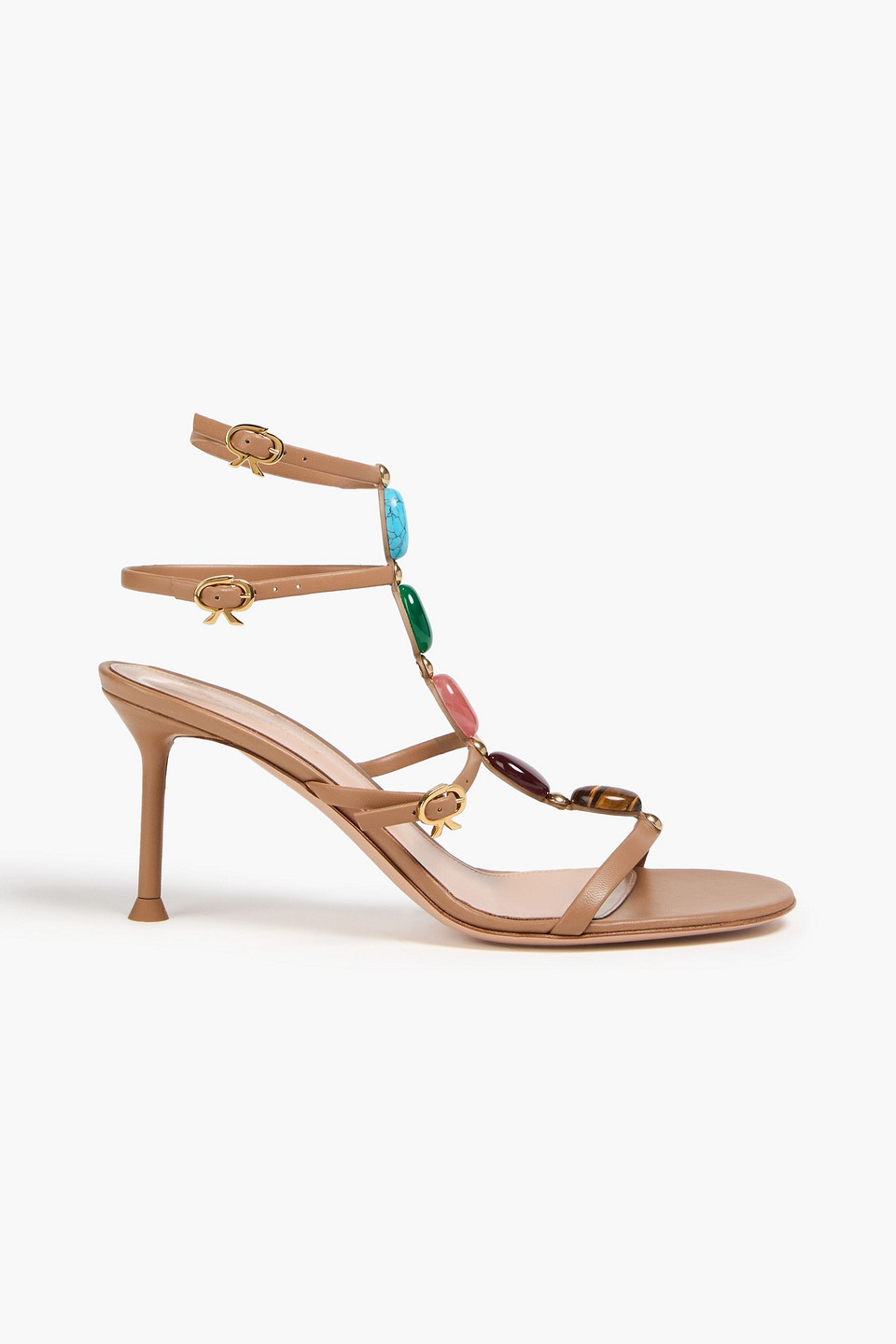 Gianvito Rossi Shanti 70 Embellished Leather Sandals In Brown