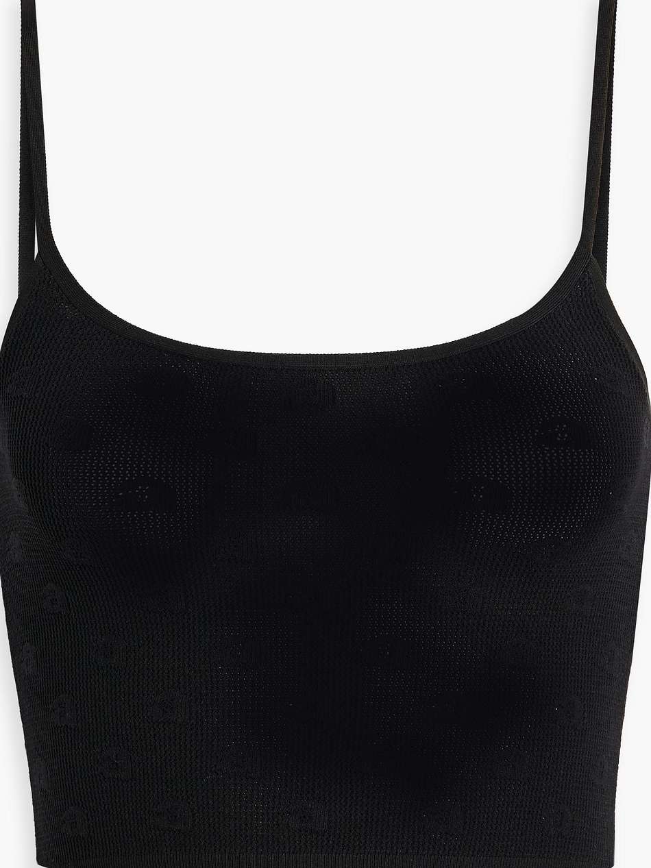 cropped jacquard-knit top