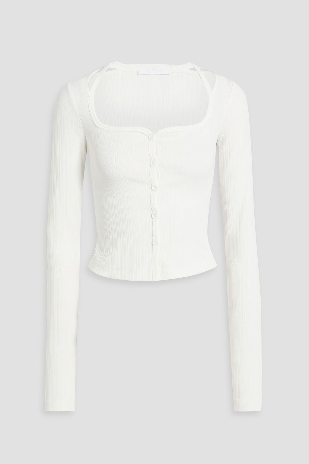 Cutout ribbed knit cardigan off white XXS