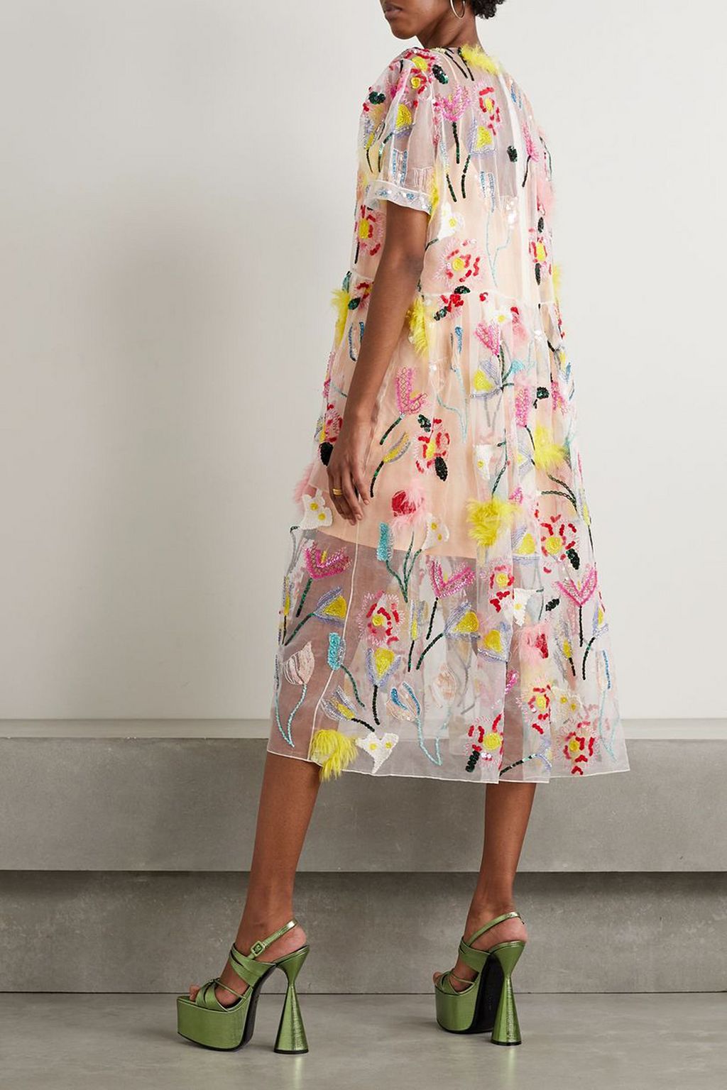 ASHISH Embellished silk-organza midi dress