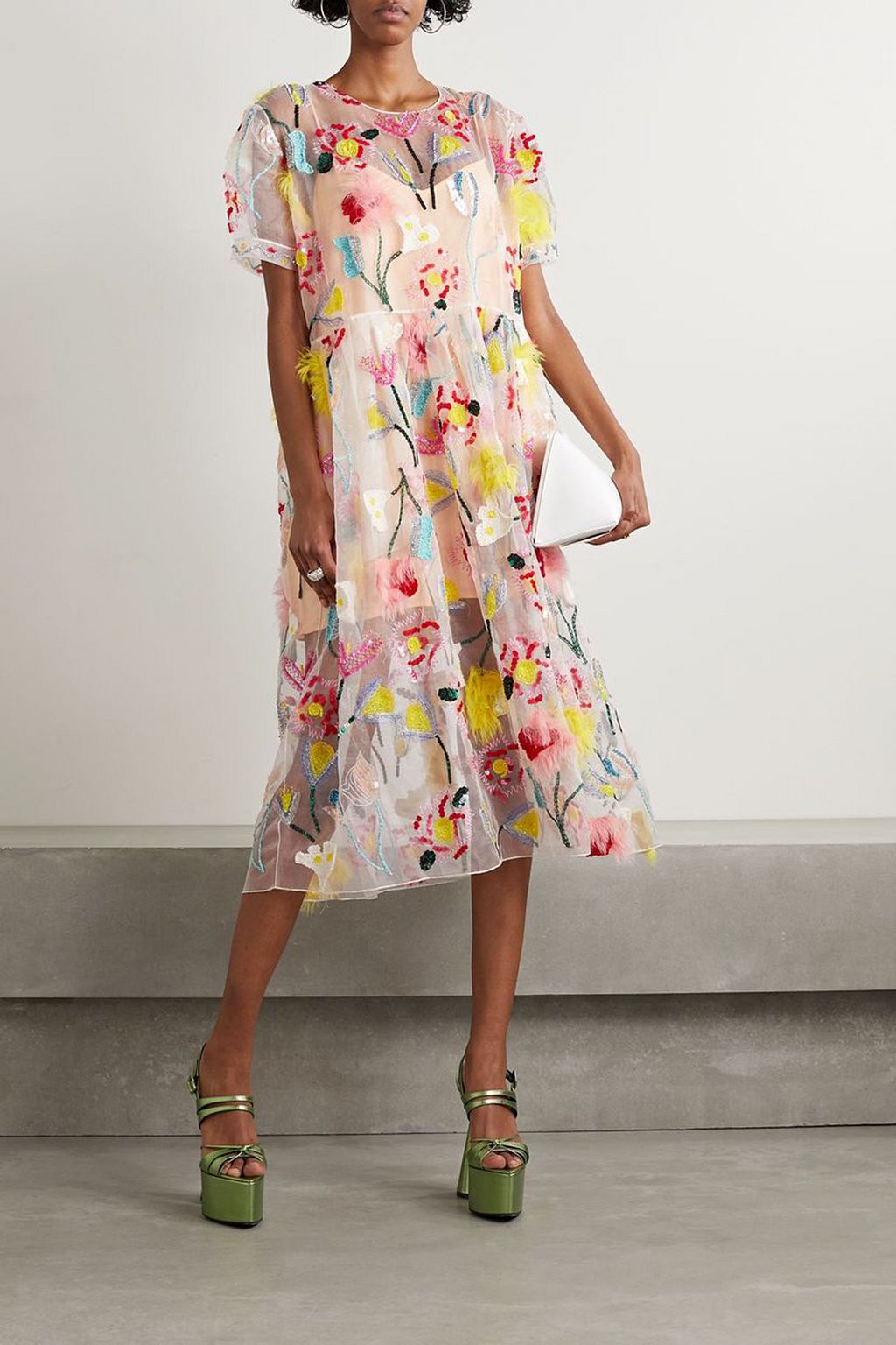 ASHISH Embellished silk-organza midi dress