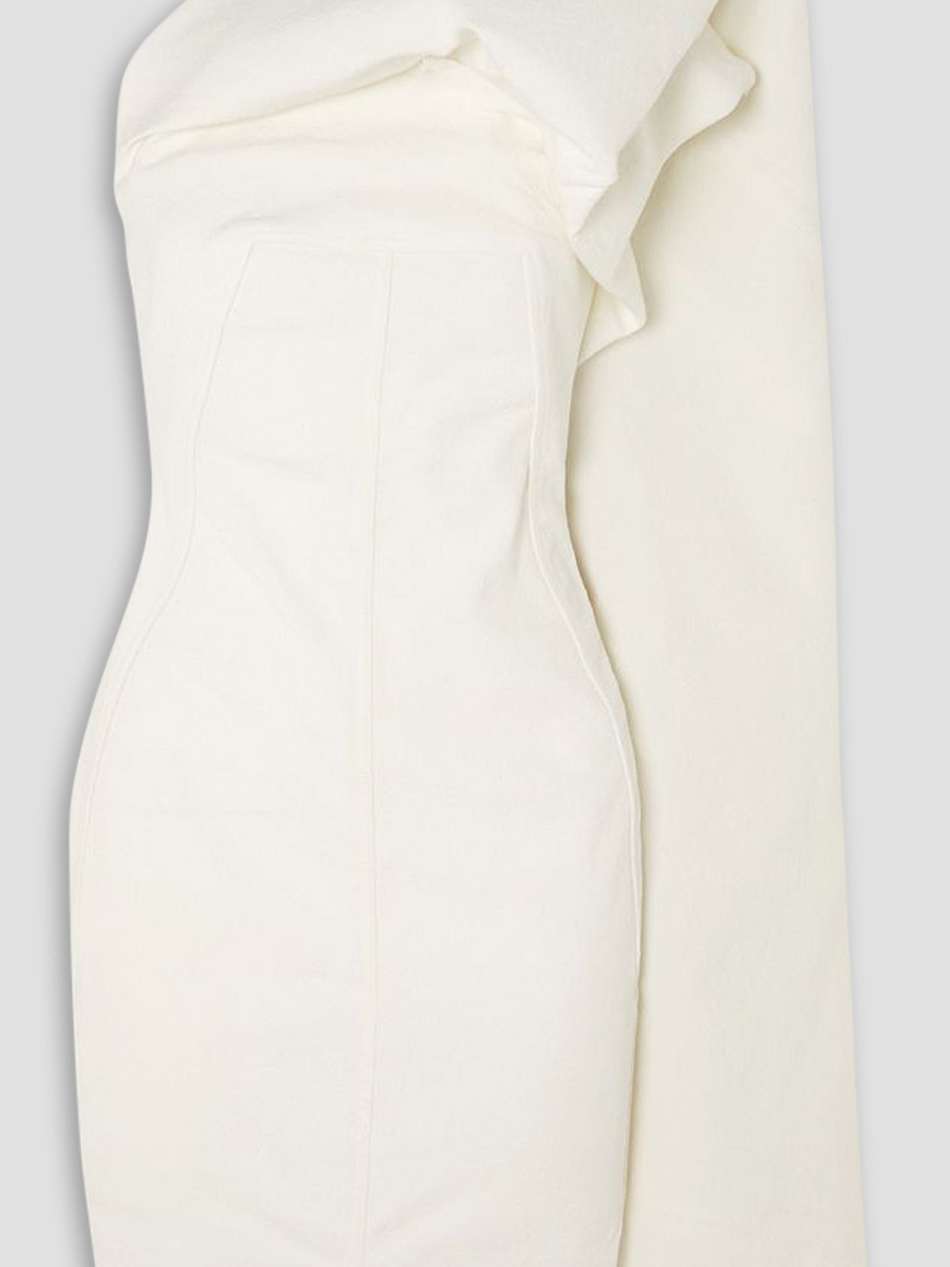 aphrodite one-shoulder draped cotton-blend cloqué mini dress