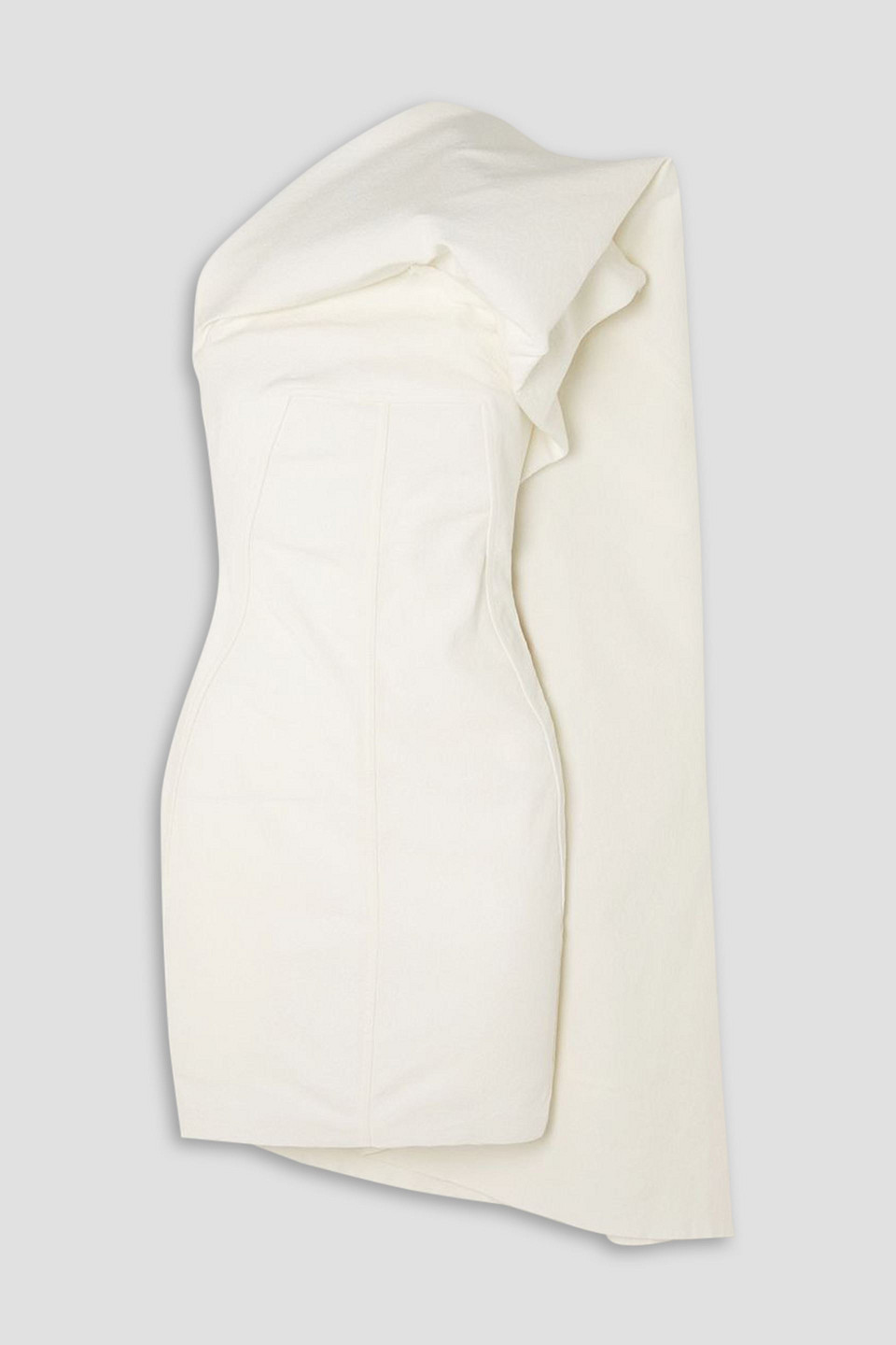 Aphrodite one-shoulder draped cotton-blend cloqué mini dress