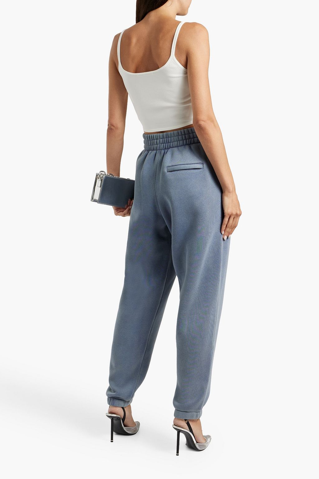 ALEXANDERWANG.T بلوزة قصيرة بدون أكمام من نسيج مطاط محبوك