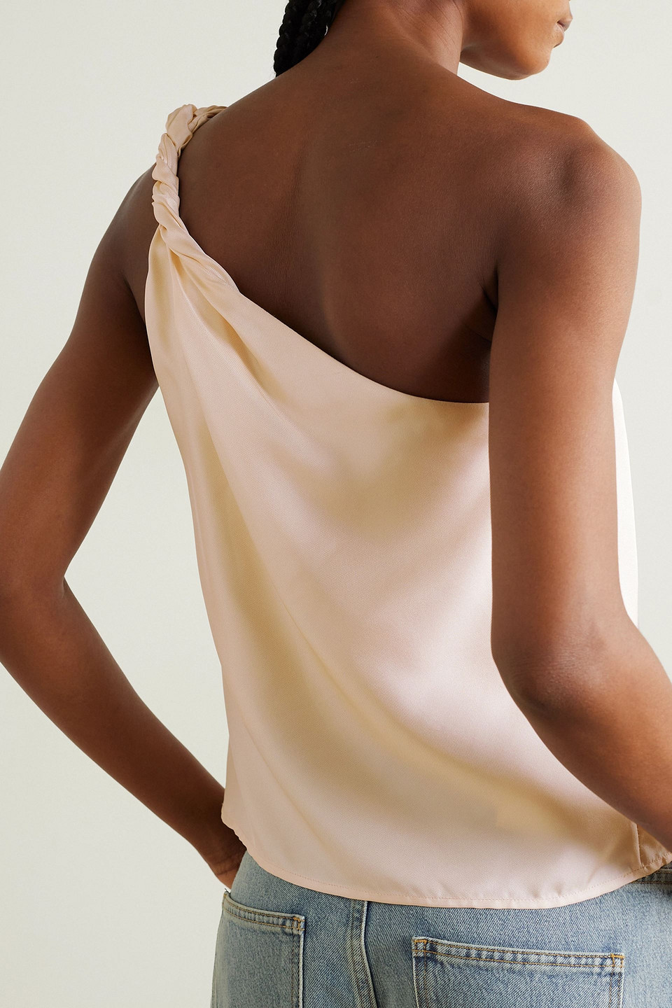 LOULOU STUDIO ADIRAN ONE-SHOULDER TWISTED SILK-TWILL TOP