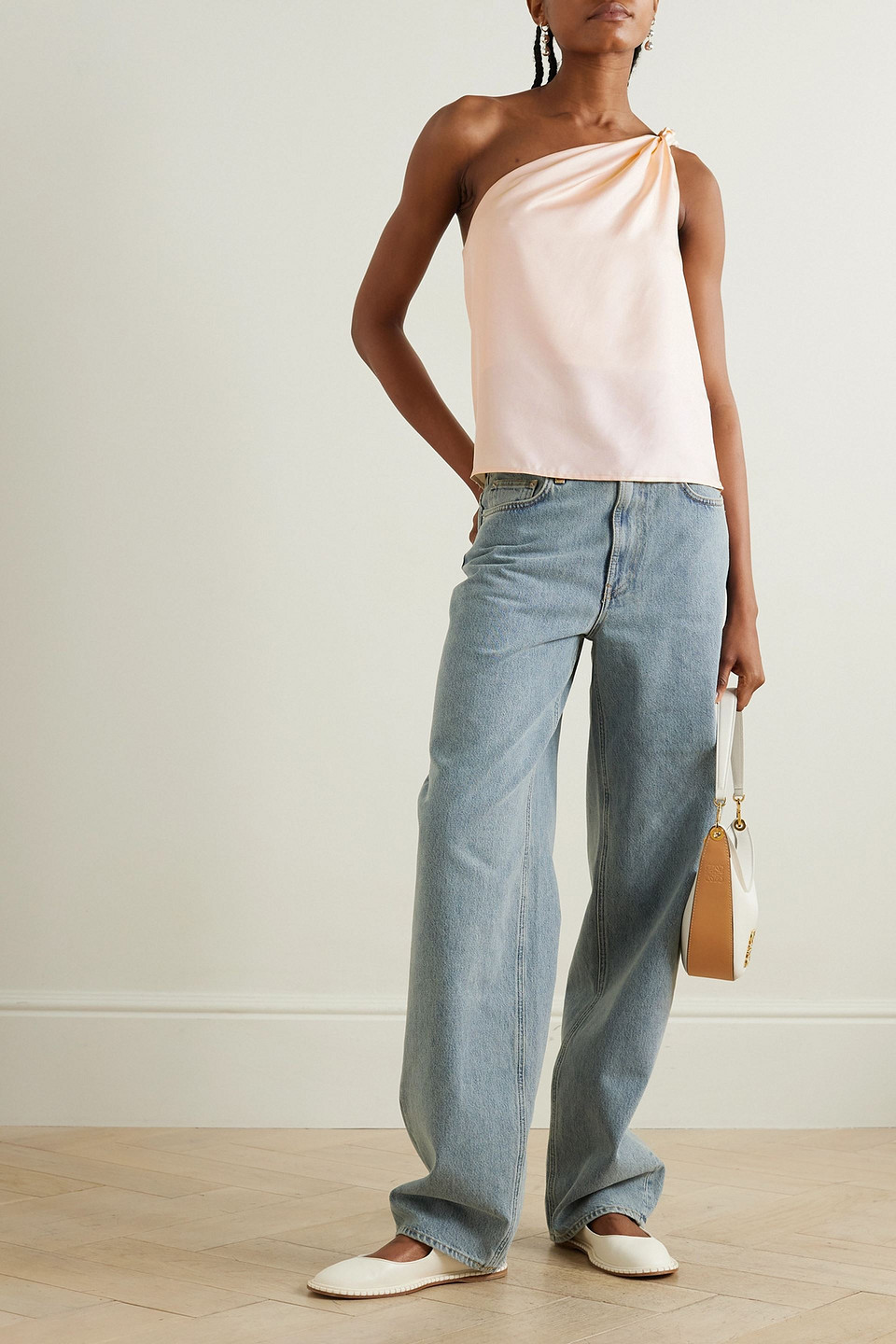 LOULOU STUDIO ADIRAN ONE-SHOULDER TWISTED SILK-TWILL TOP