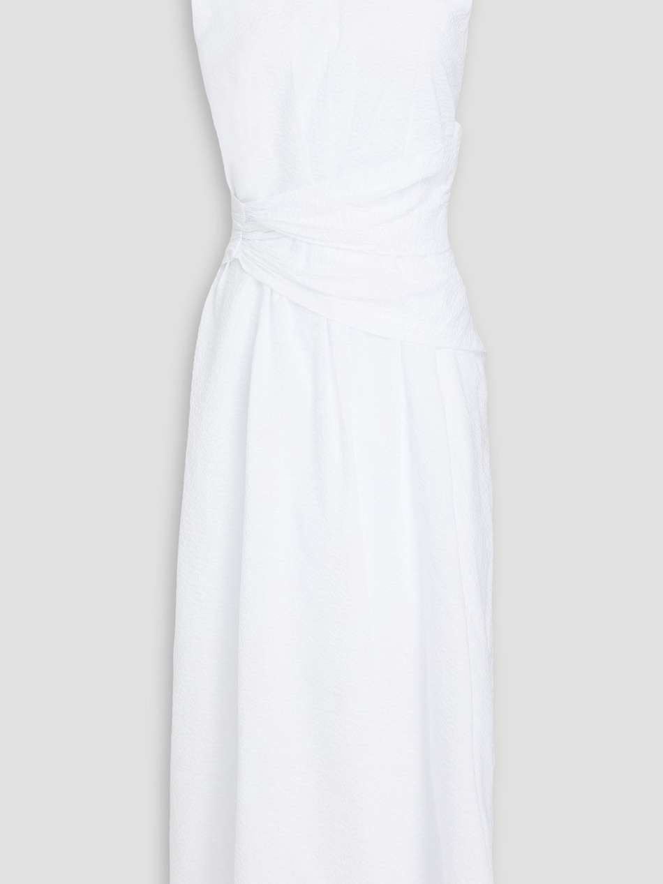 ruched textured-cotton midi dress