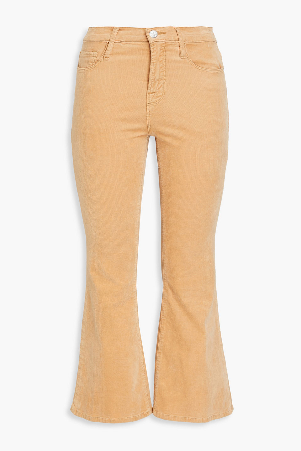 Frame Le Crop Flare Cotton-blend Corduroy Kick-flare Pants In Sand