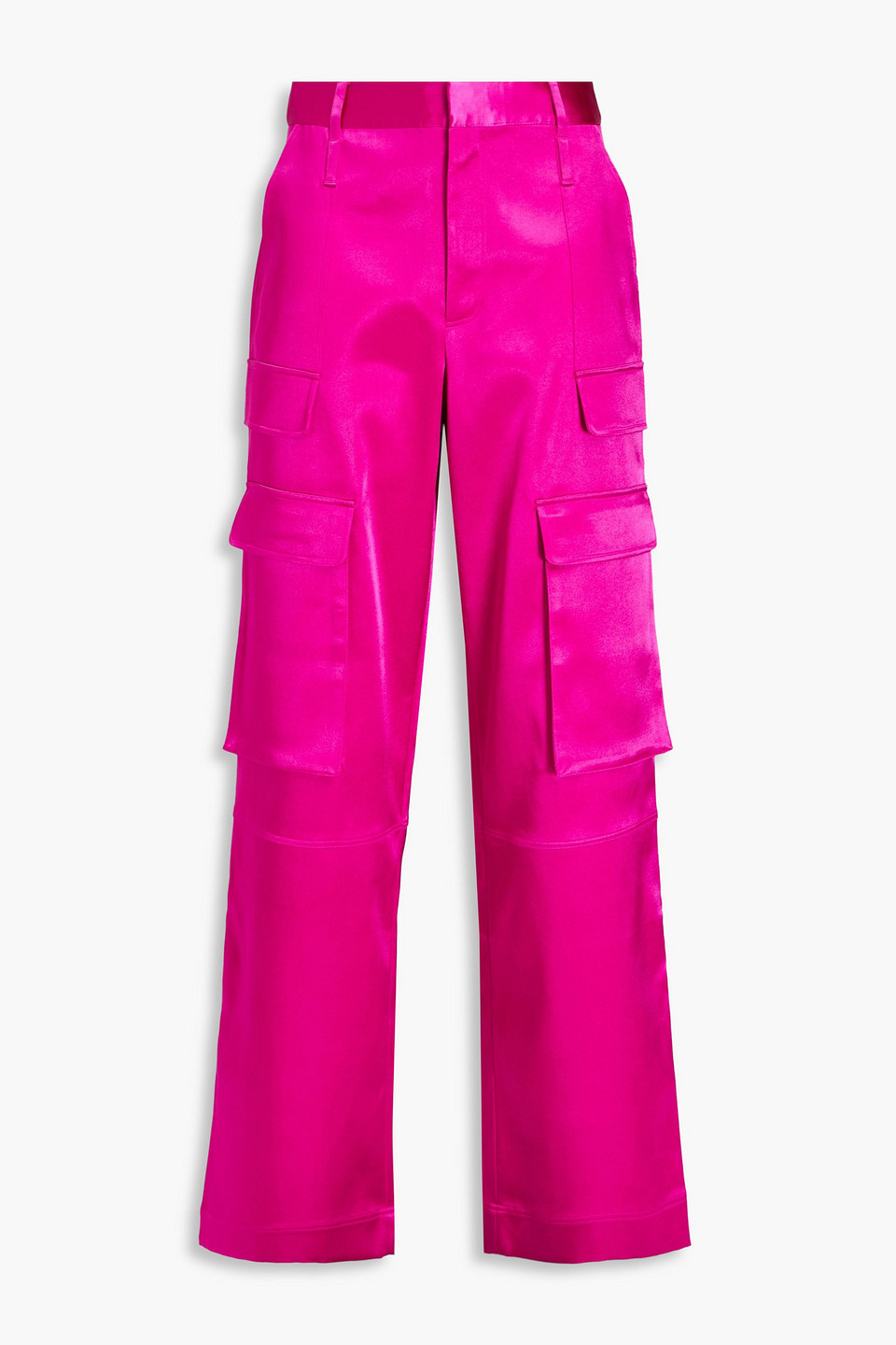 Frame Satin Cargo Trousers In Bright Pink