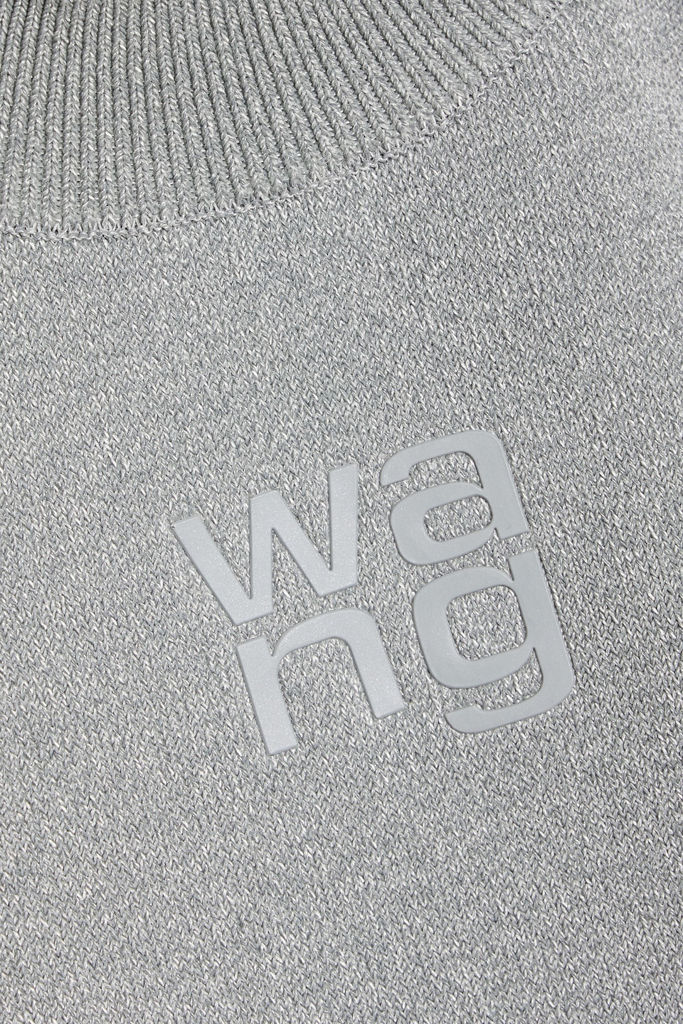 ALEXANDER WANG T CROPPED METALLIC STRETCH-KNIT TURTLENECK TOP