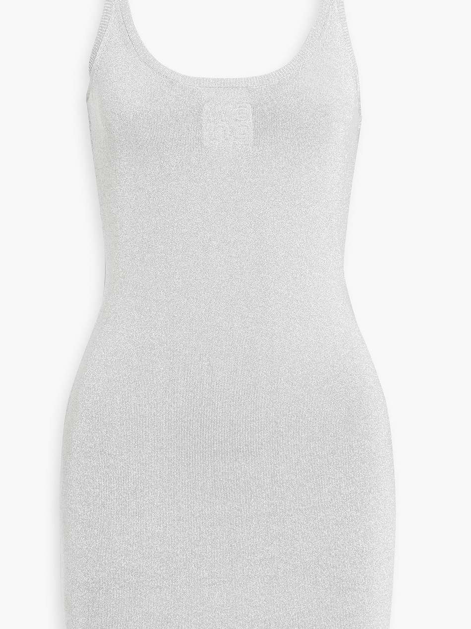 embossed metallic stretch-knit mini dress
