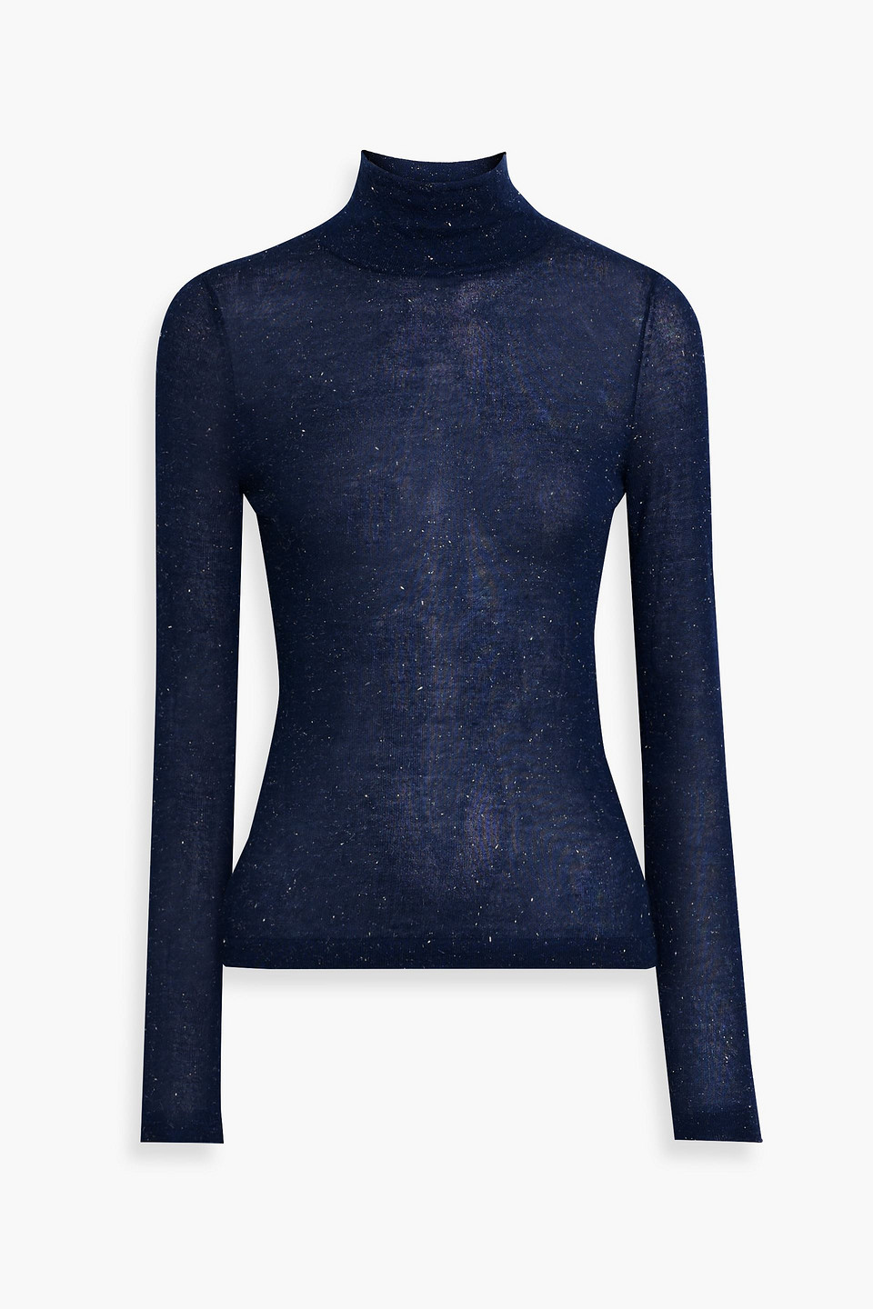 Autumn Cashmere Metallic Knitted Turtleneck Sweater In Navy