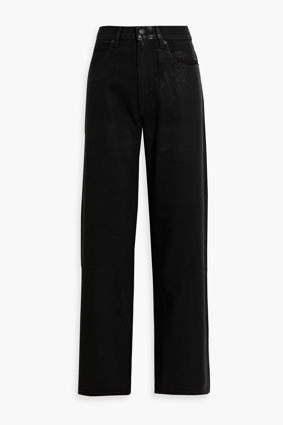 Slvrlake Devon Coated High-rise Straight-leg Jeans In Black