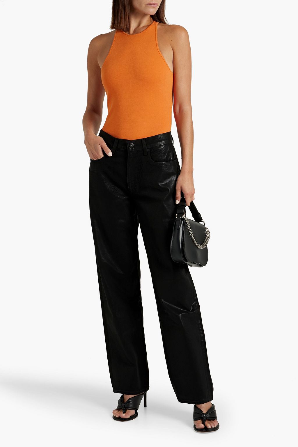 SLVRLAKE Devon coated high-rise straight-leg jeans
