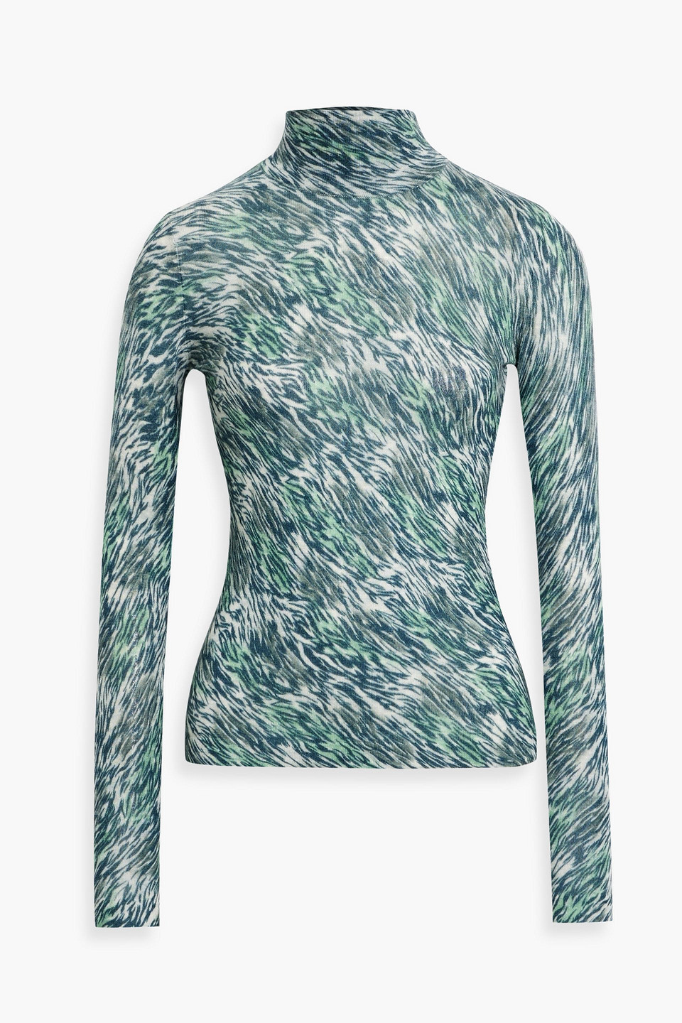 Autumn Cashmere Printed Cashmere Turtleneck Sweater In Green