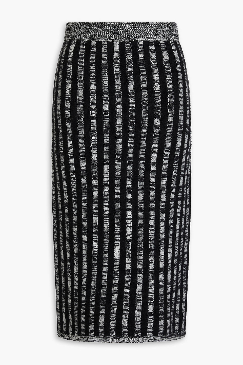 Joseph Space-dyed Jacquard-knit Wool And Cashmere-blend Midi Skirt In Black