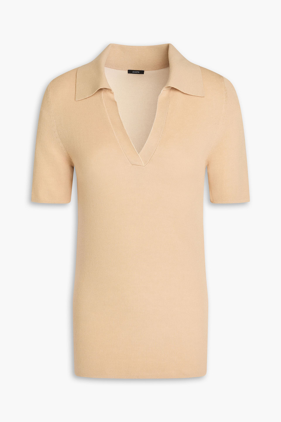 Joseph Ribbed-knit Polo Shirt In Sand