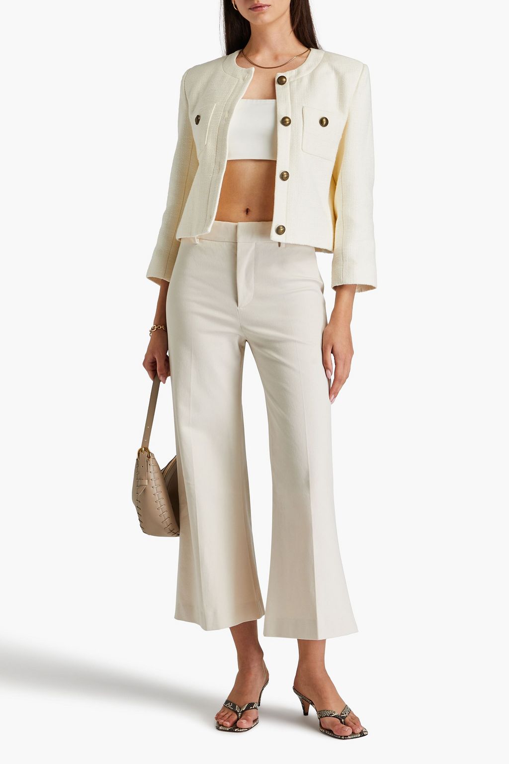 FRAME Le Crop Palazzo cropped cotton-blend twill wide-leg pants