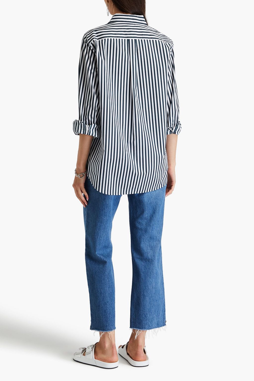 FRAME Striped cotton-poplin shirt