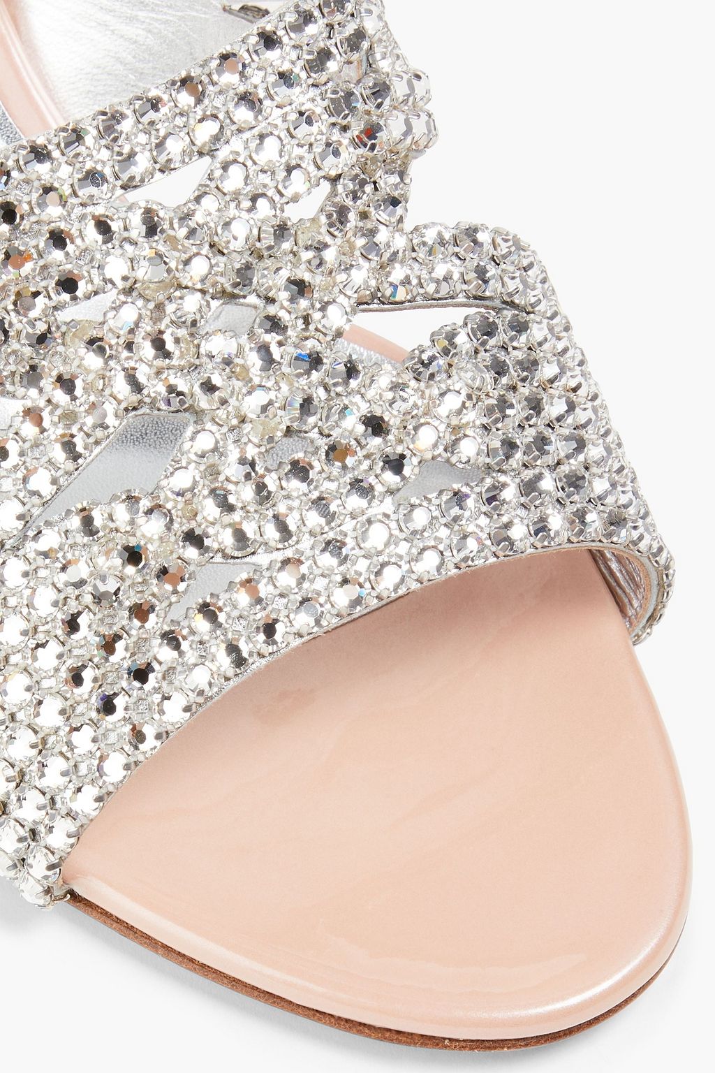GINA Deitrich crystal-embellished patent-leather mules