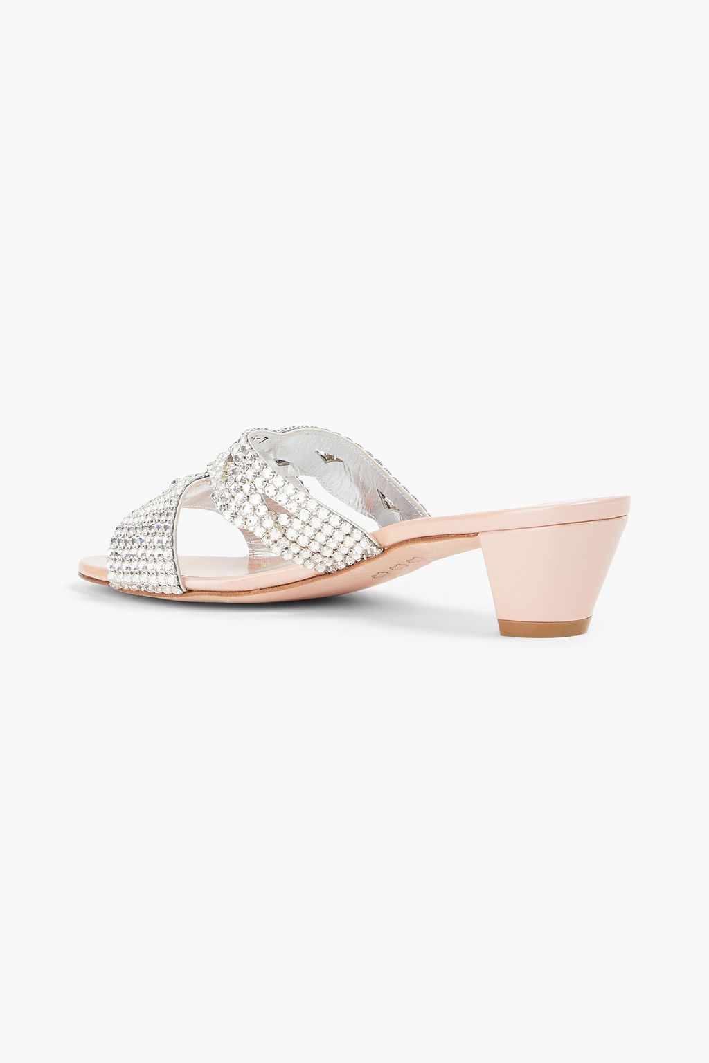 GINA Deitrich crystal-embellished patent-leather mules