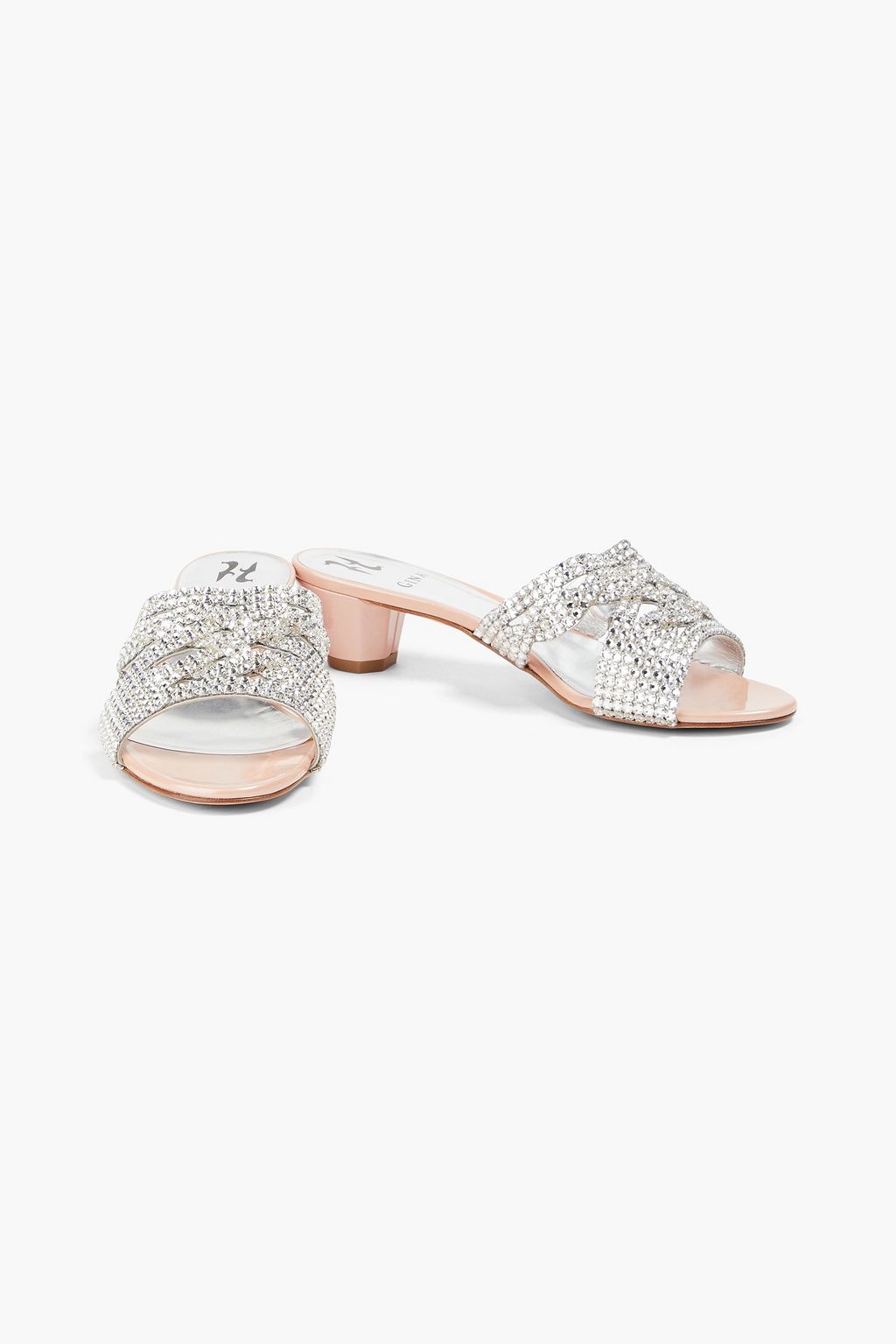 GINA Deitrich crystal-embellished patent-leather mules