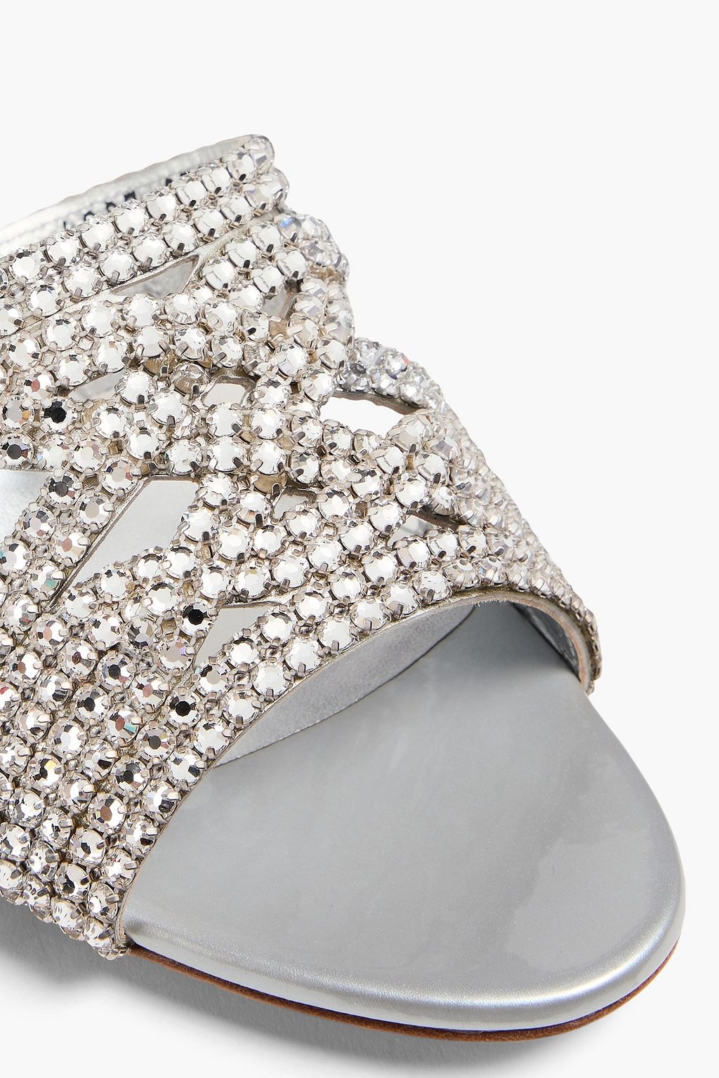 GINA Deitrich crystal-embellished patent-leather mules