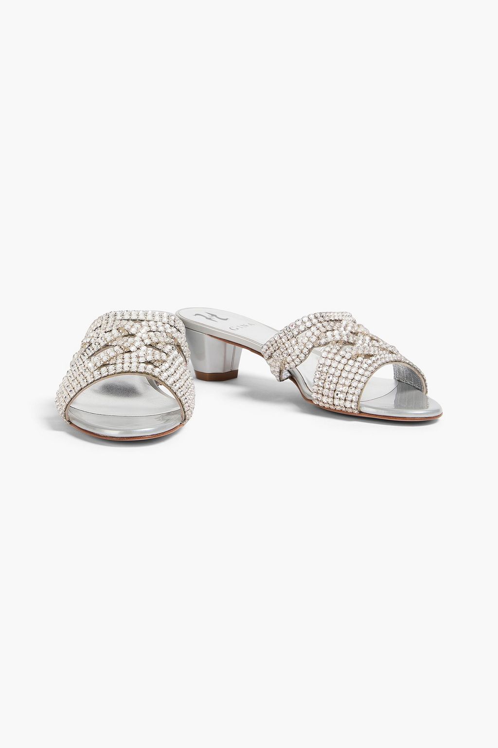 GINA Deitrich crystal-embellished patent-leather mules