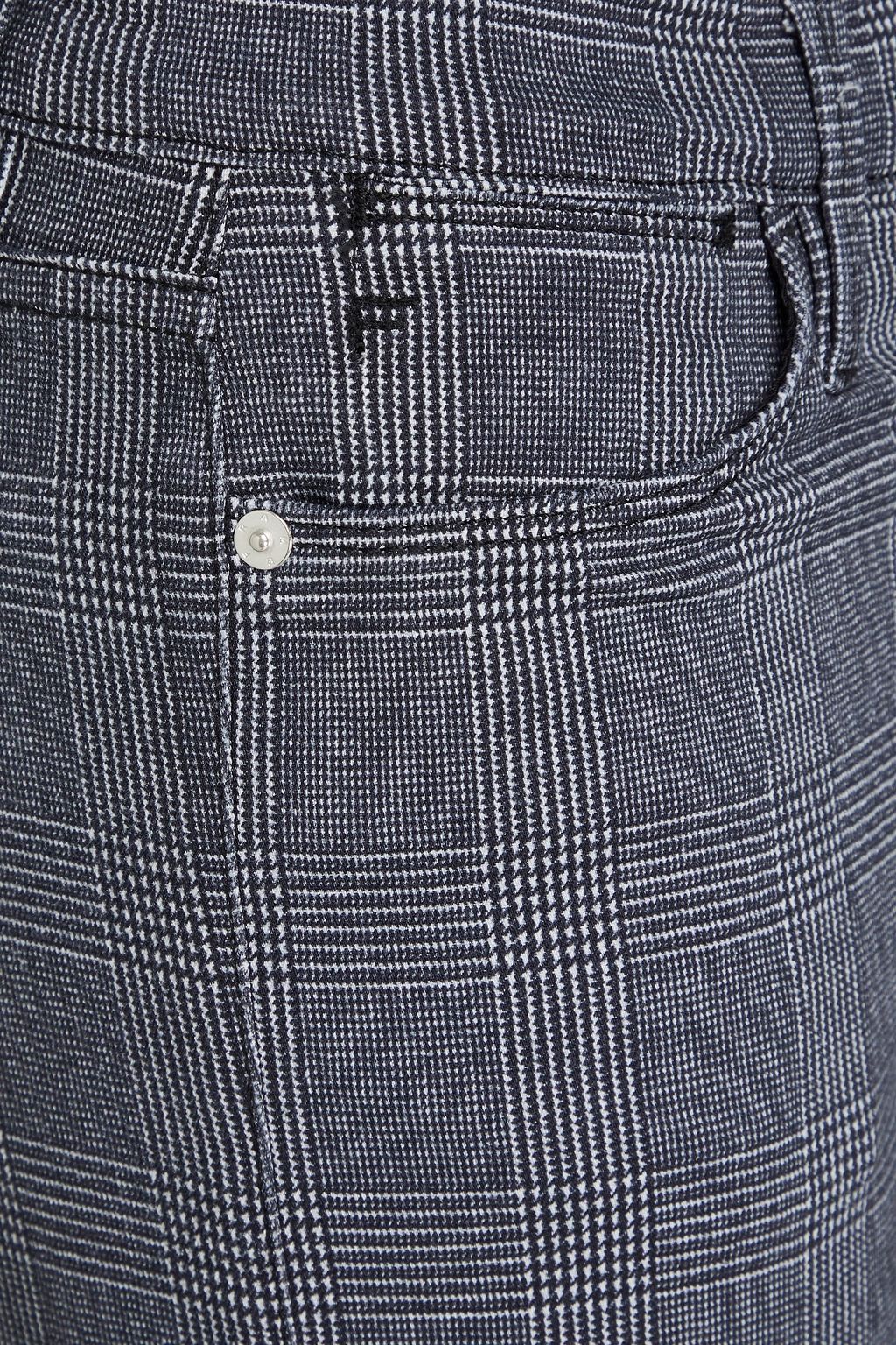 FRAME Cropped Prince of Wales checked twill slim-leg pants