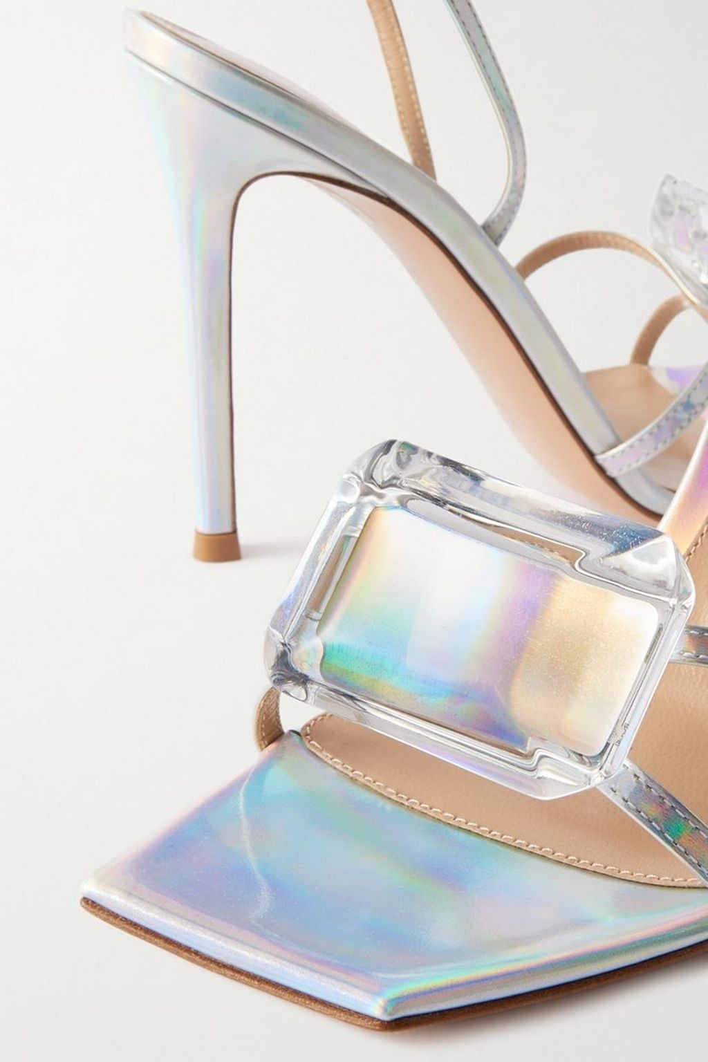 GIANVITO ROSSI Jaipur crystal-embellished mirrored-leather sandals
