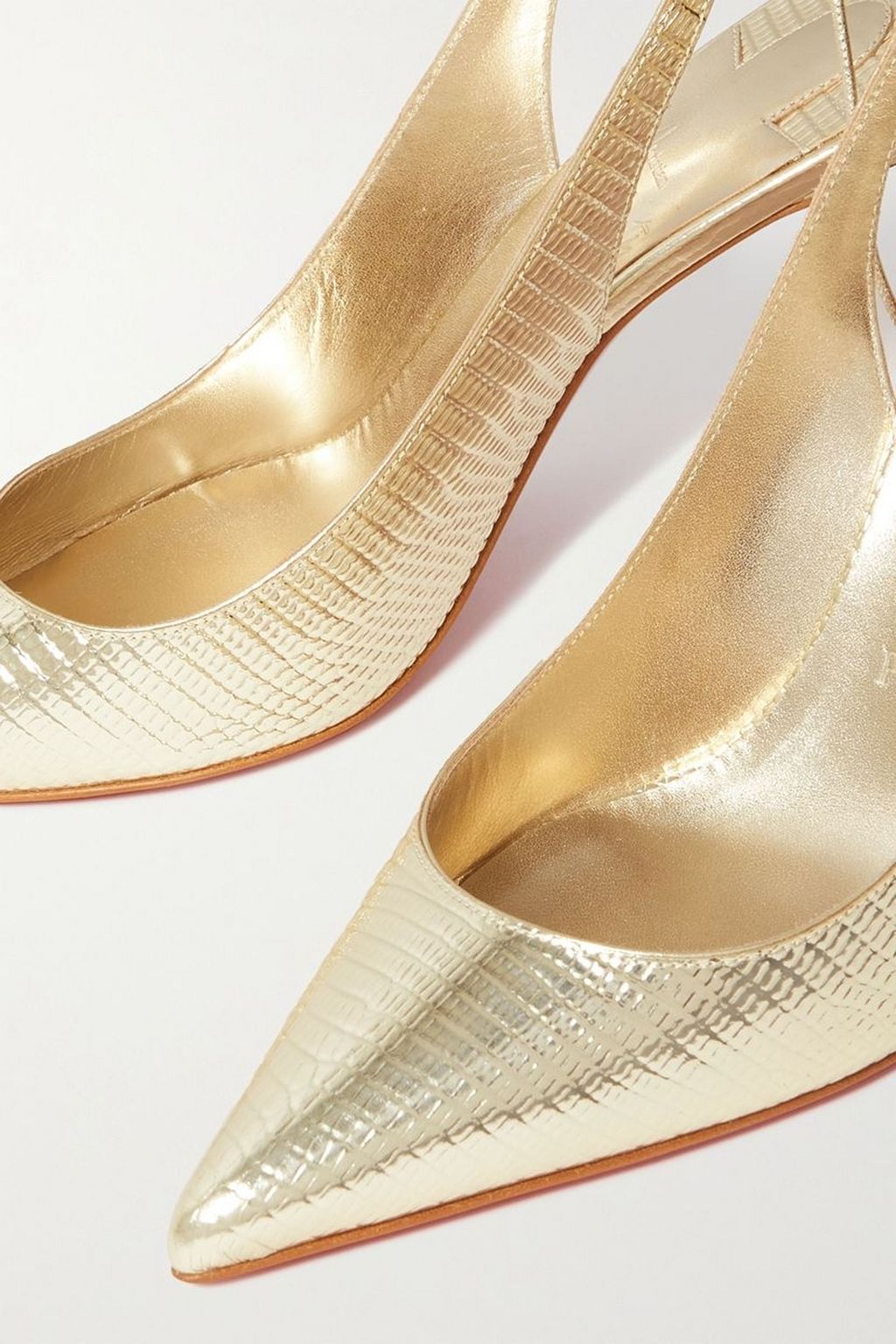 CHRISTIAN LOUBOUTIN Lace Up Kate 85 metallic lizard-effect leather pumps