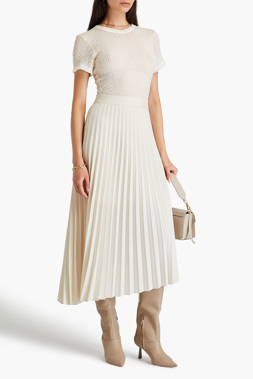 Frame Stretch-lace Top In Ivory