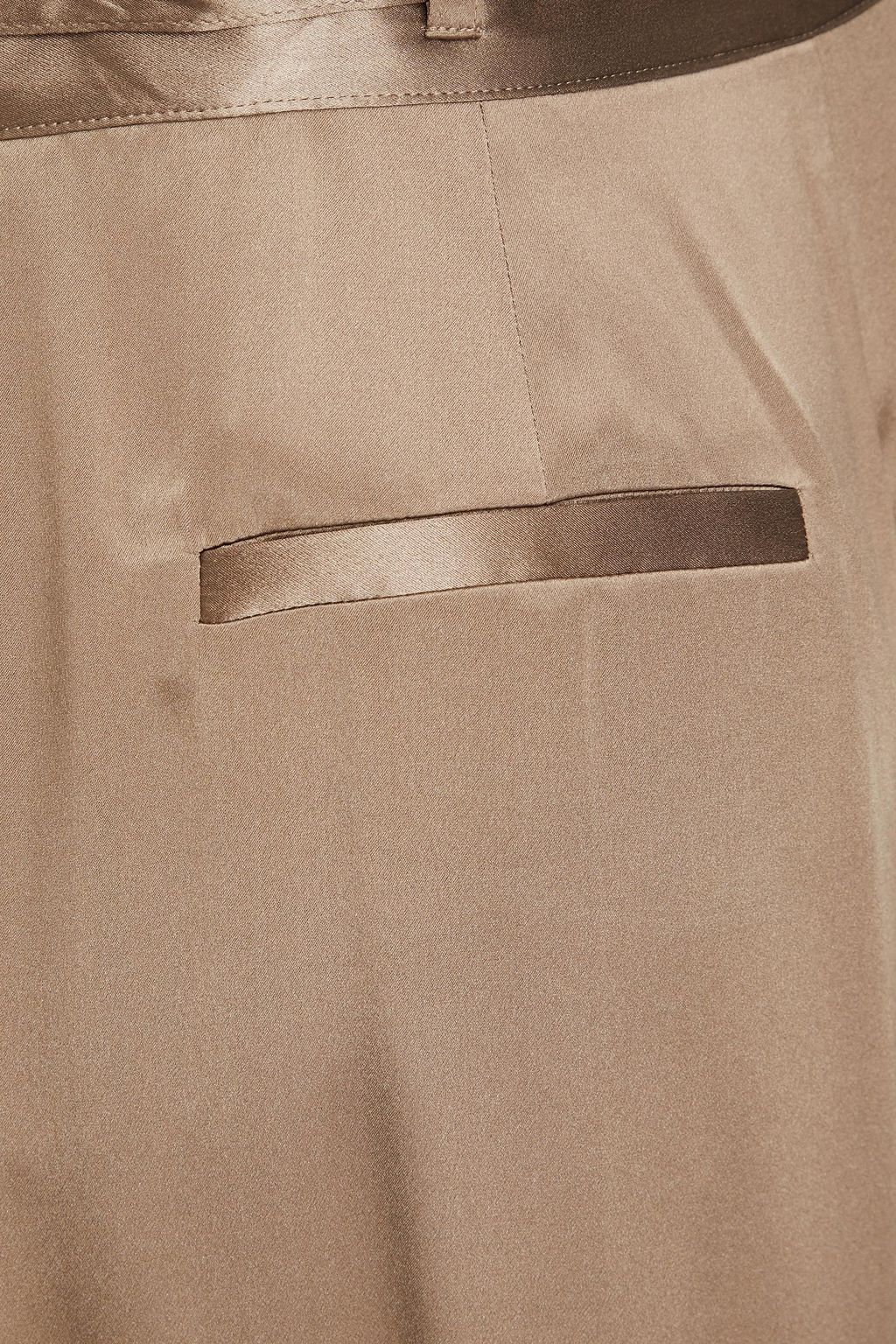 FRAME Belted pleated silk-satin culottes