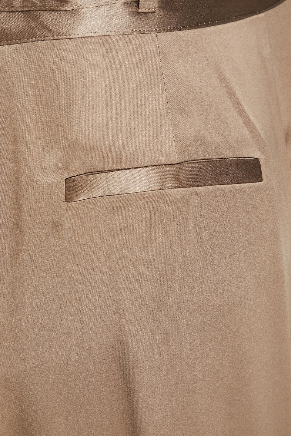 Frame Belted Pleated Silk-satin Culottes In Mushroom