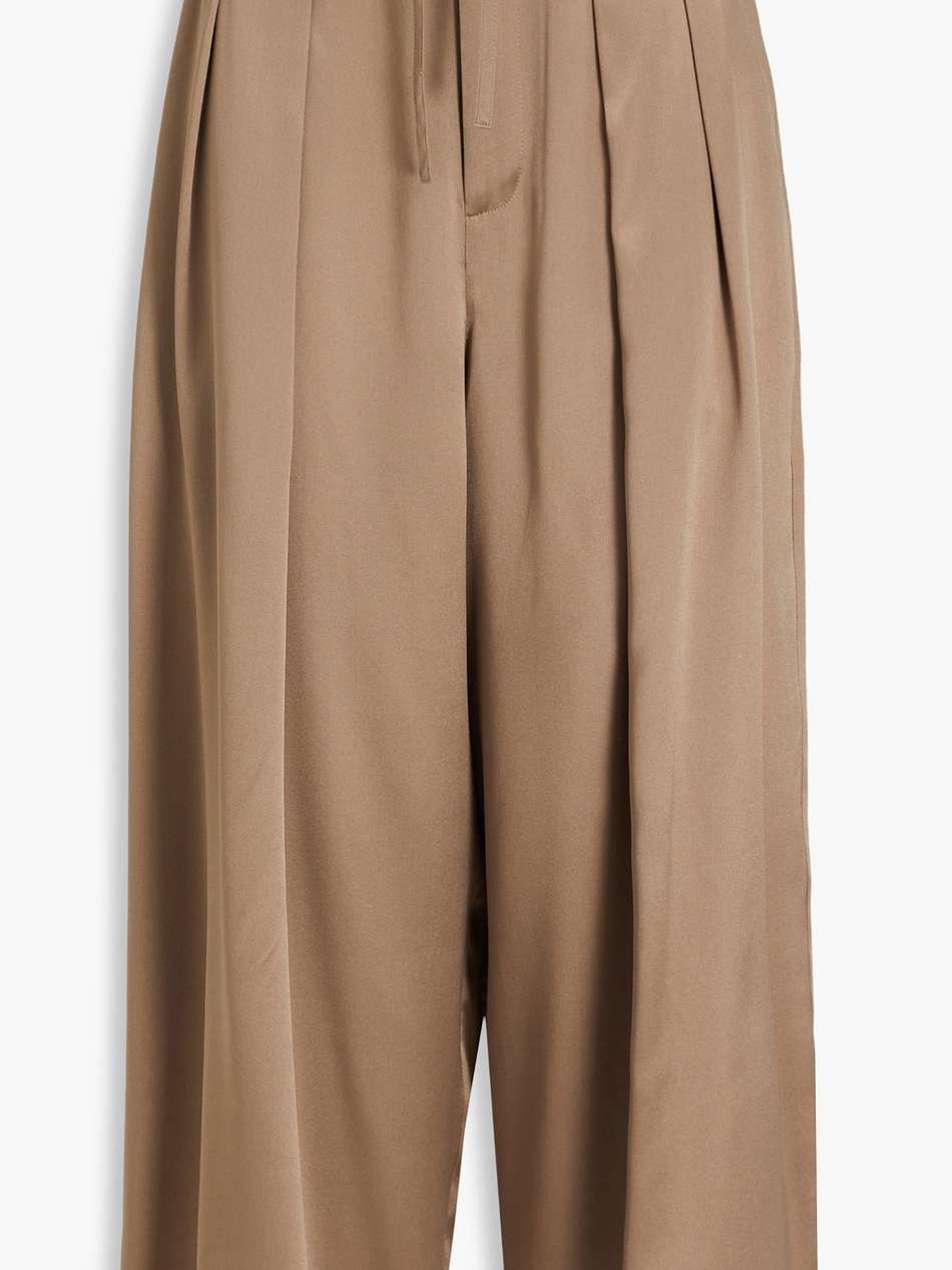 belted pleated silk-satin culottes