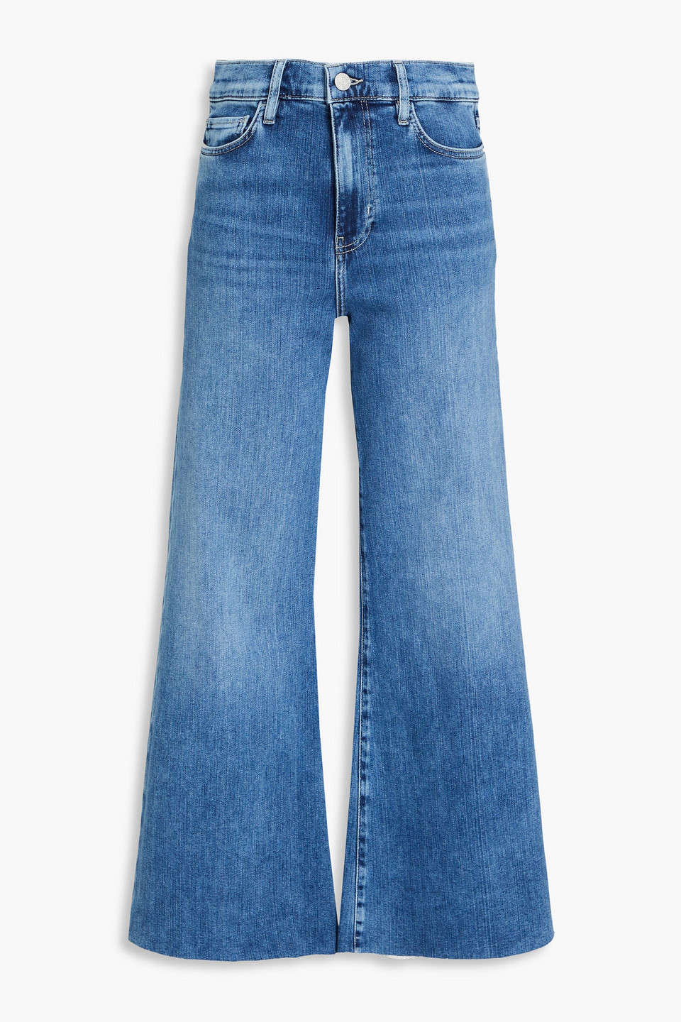 Frame Le Palazzo Cropped High-rise Wide-leg Jeans In Mid Denim