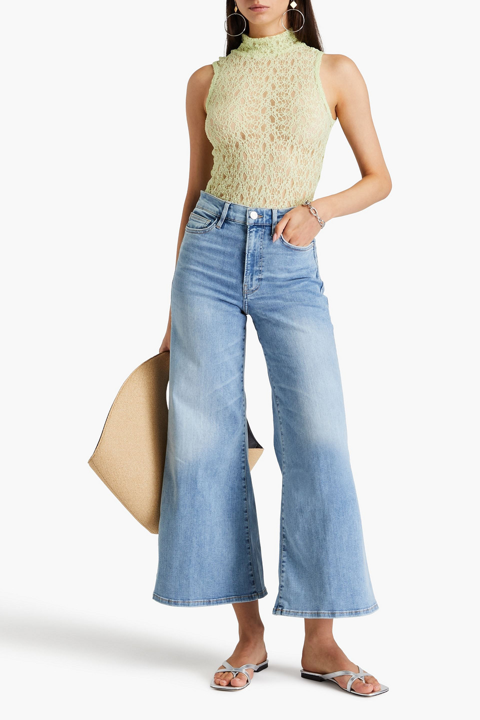 FRAME LE PALAZZO CROP HIGH-RISE WIDE-LEG JEANS
