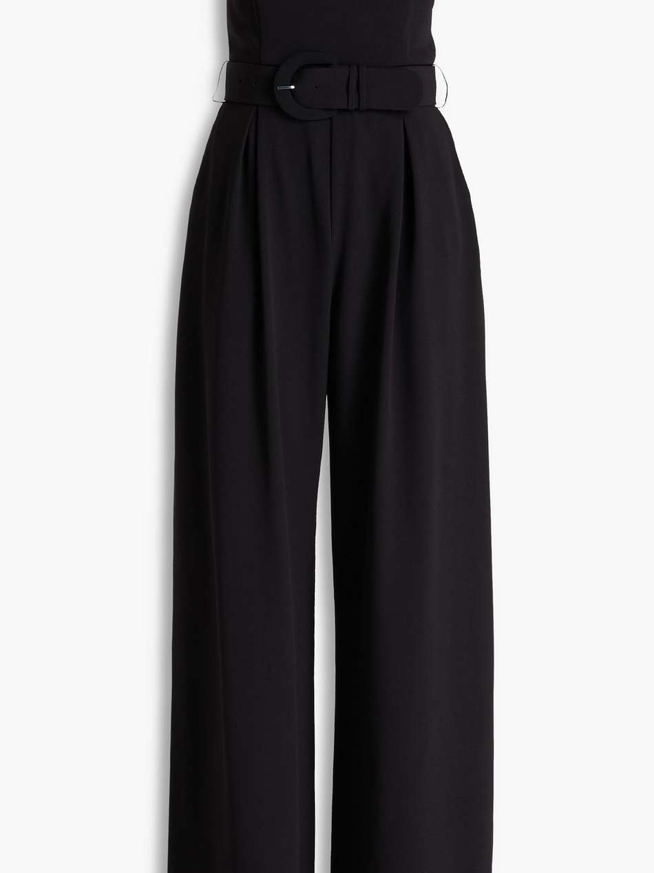 strapless draped crepe wide-leg jumpsuit